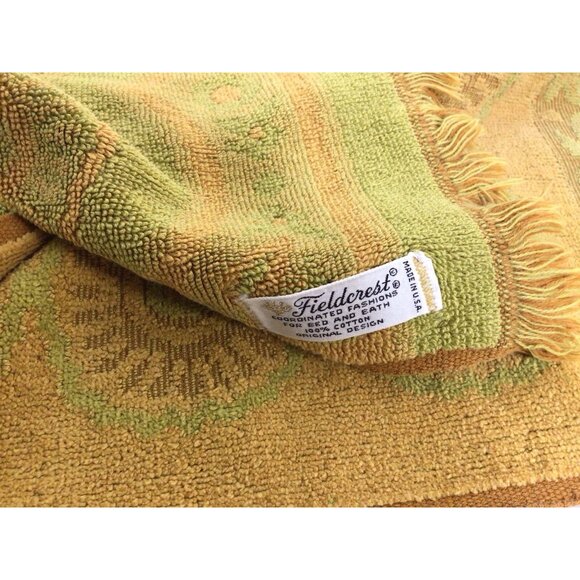 Fieldcrest Vintage Mid Century Towel Textured Yellow/Green Set of 2 - Picture 6 of 8